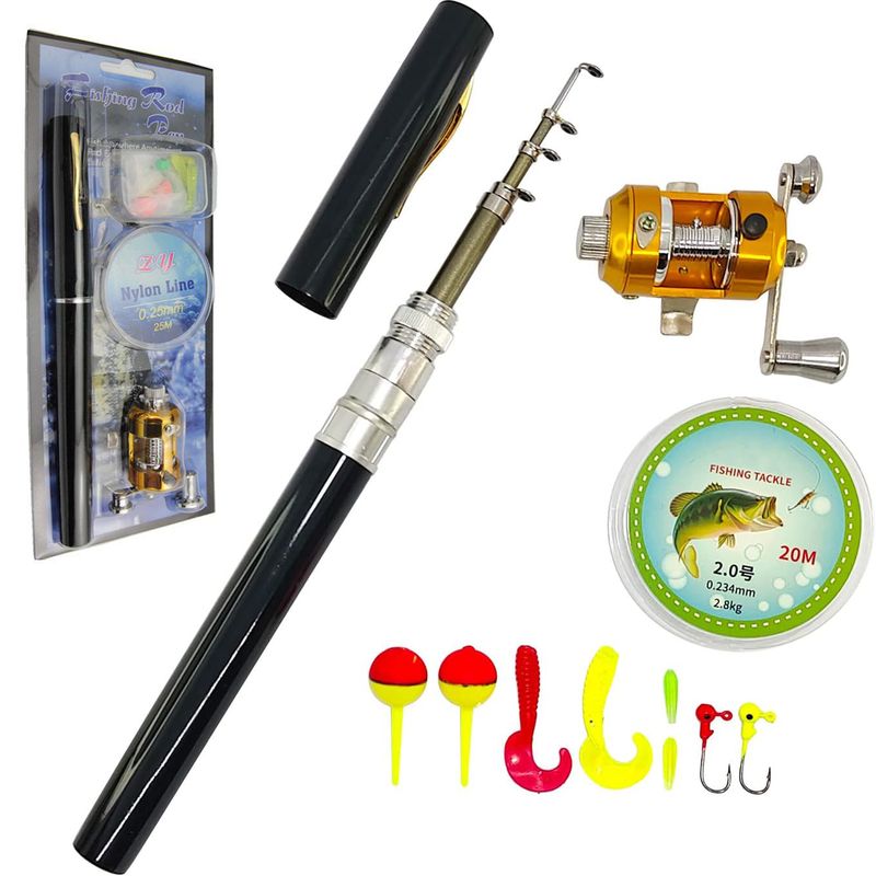 ATURE - Kit De Caña De Pescar Telescópicas Mini Forma De Bolígrafo