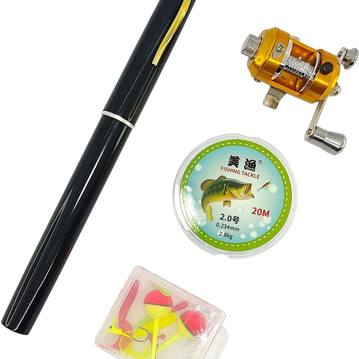 ATURE - Kit De Caña De Pescar Telescópicas Mini Forma De Bolígrafo