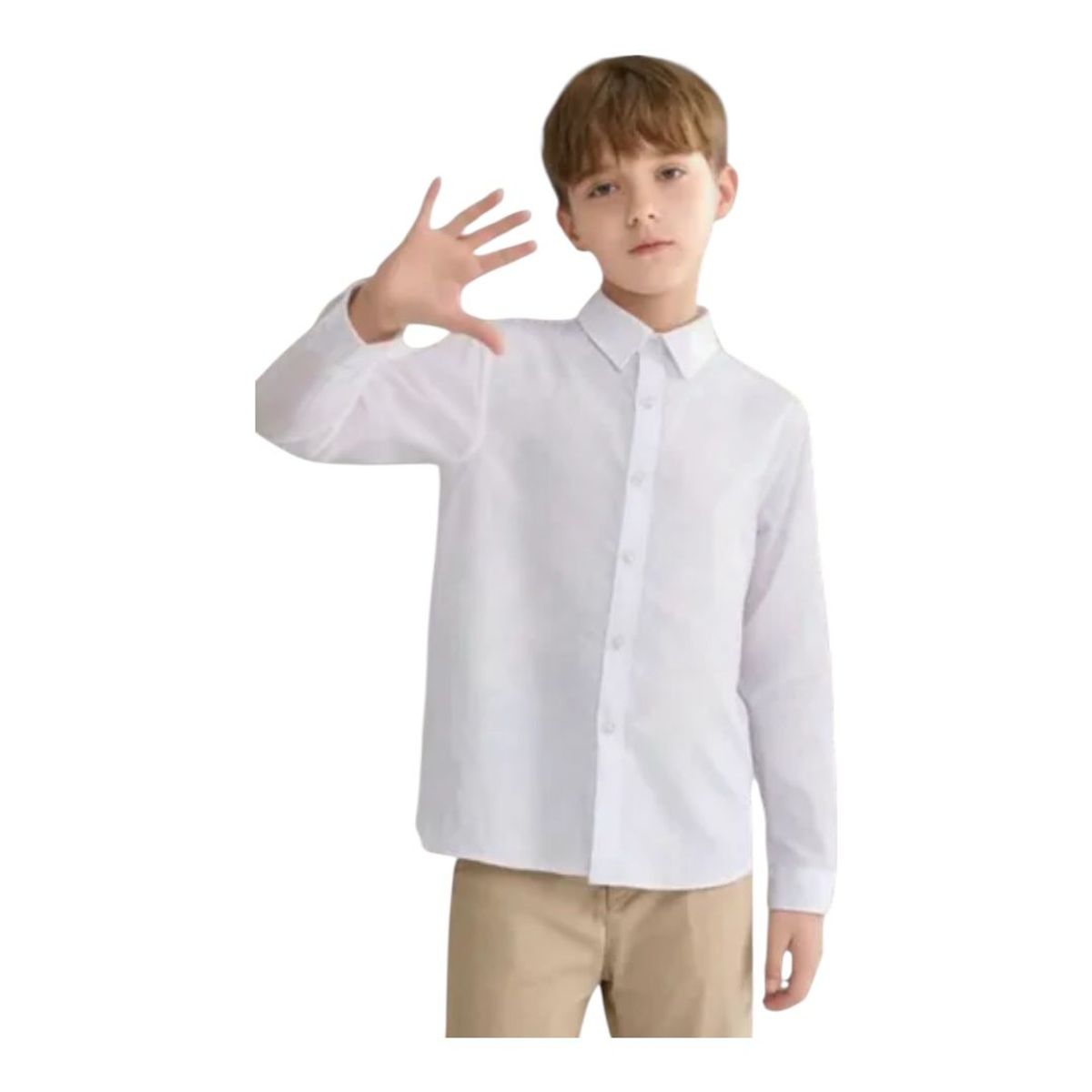 XPRESS RECHARGE - Camisa blanca de vestir para niño manga larga Elegante y cómoda