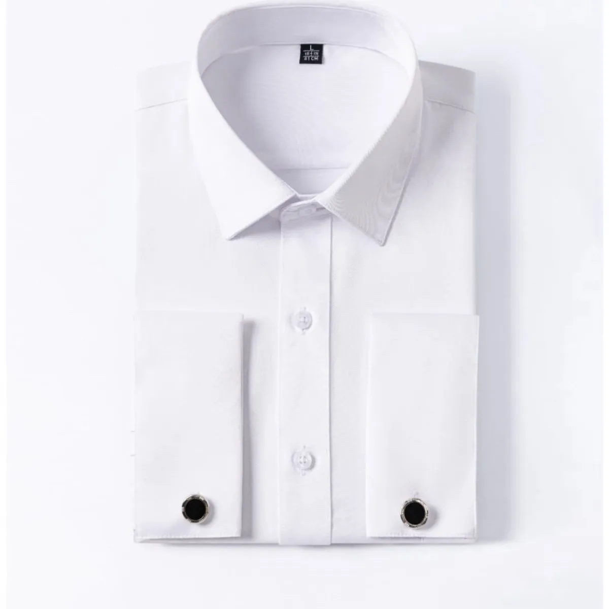 XPRESS RECHARGE - Camisa blanca lisa de vestir para hombre con gemelos  Elegancia y clásica
