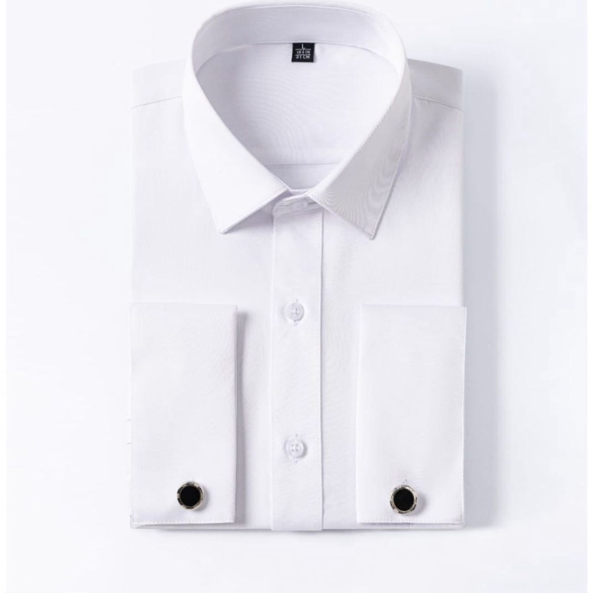 XPRESS RECHARGE - Camisa blanca de vestir para hombre con gemelos  Elegancia y clásica