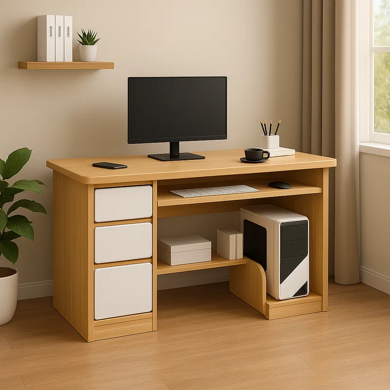 SPACE HOME - escritorio moderno de trabajo y estudio madera 3 gavetas
