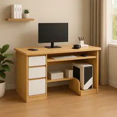 SPACE HOME - Escritorio moderno de trabajo y estudio madera 3 gavetas