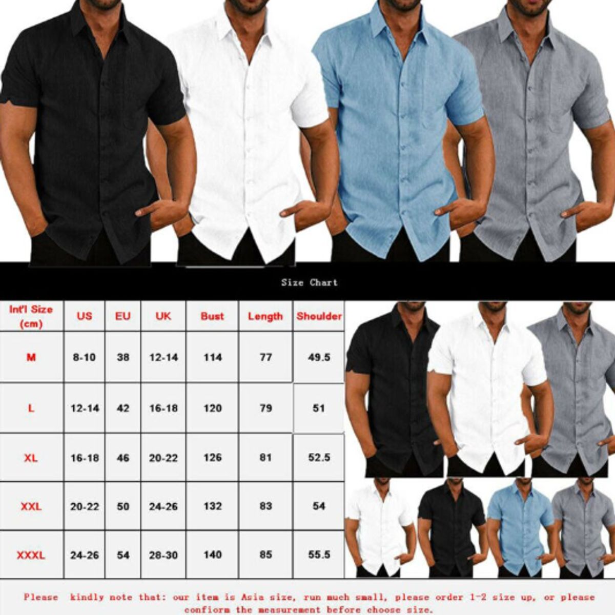 XPRESS RECHARGE - Camisa negra de lino para hombre manga corta de alta calidad