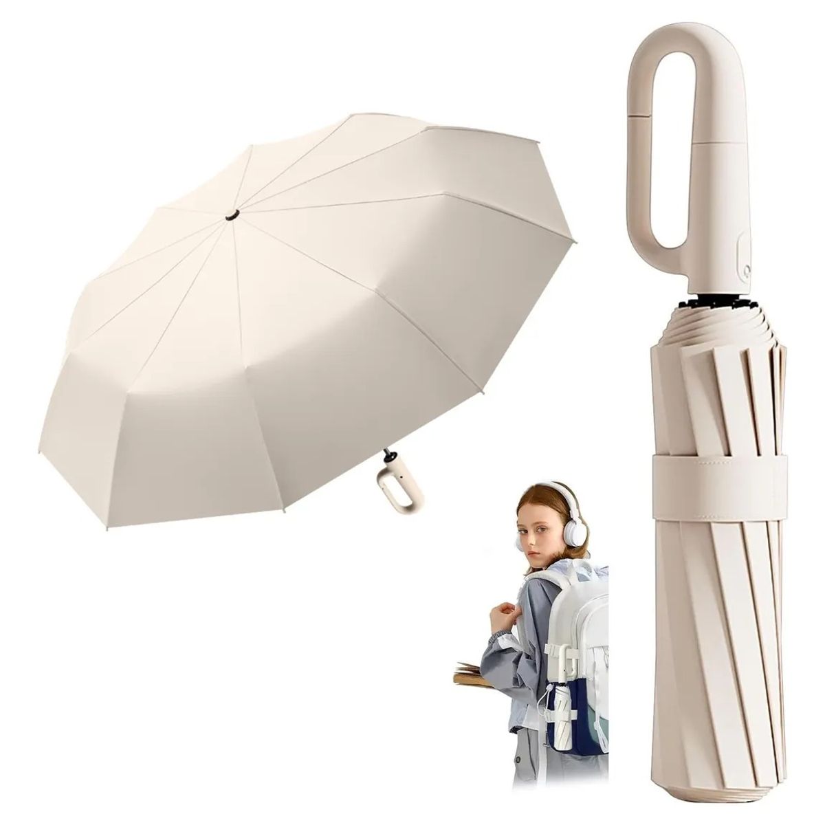 GENERICO - Paraguas Plegable Automático Antivendaval 10 huesos Colgable