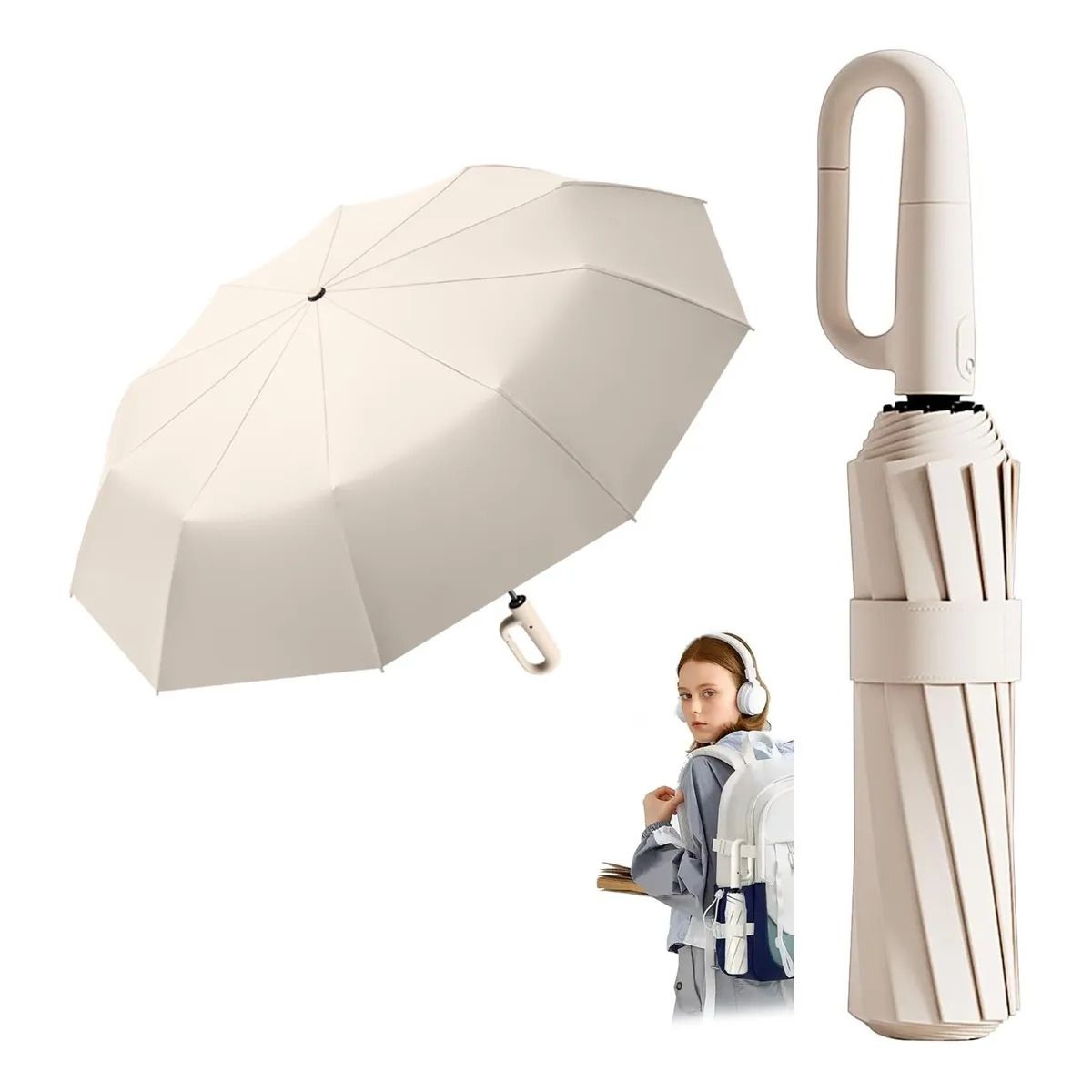 GENERICO - Paraguas Plegable Automático Antivendaval 10 huesos Colgable