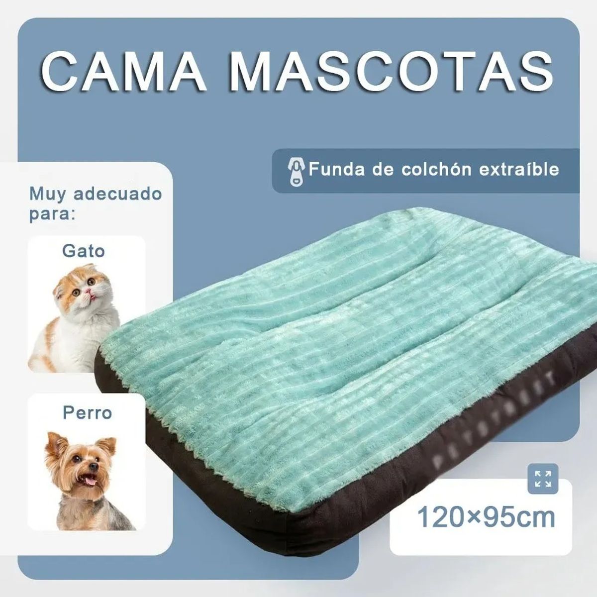 GENERICO - Cama Colchon Sofa Ortopedico Premium Xxl Mascotas 120cms