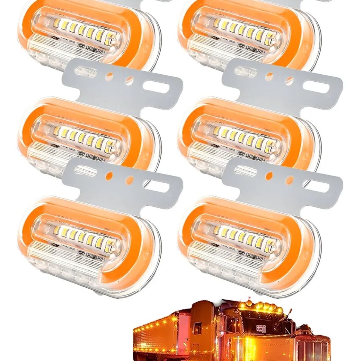 GENERICO - Pack 8 Foco Farol 24 Led Lateral Bicolor 12/24v Para Camión