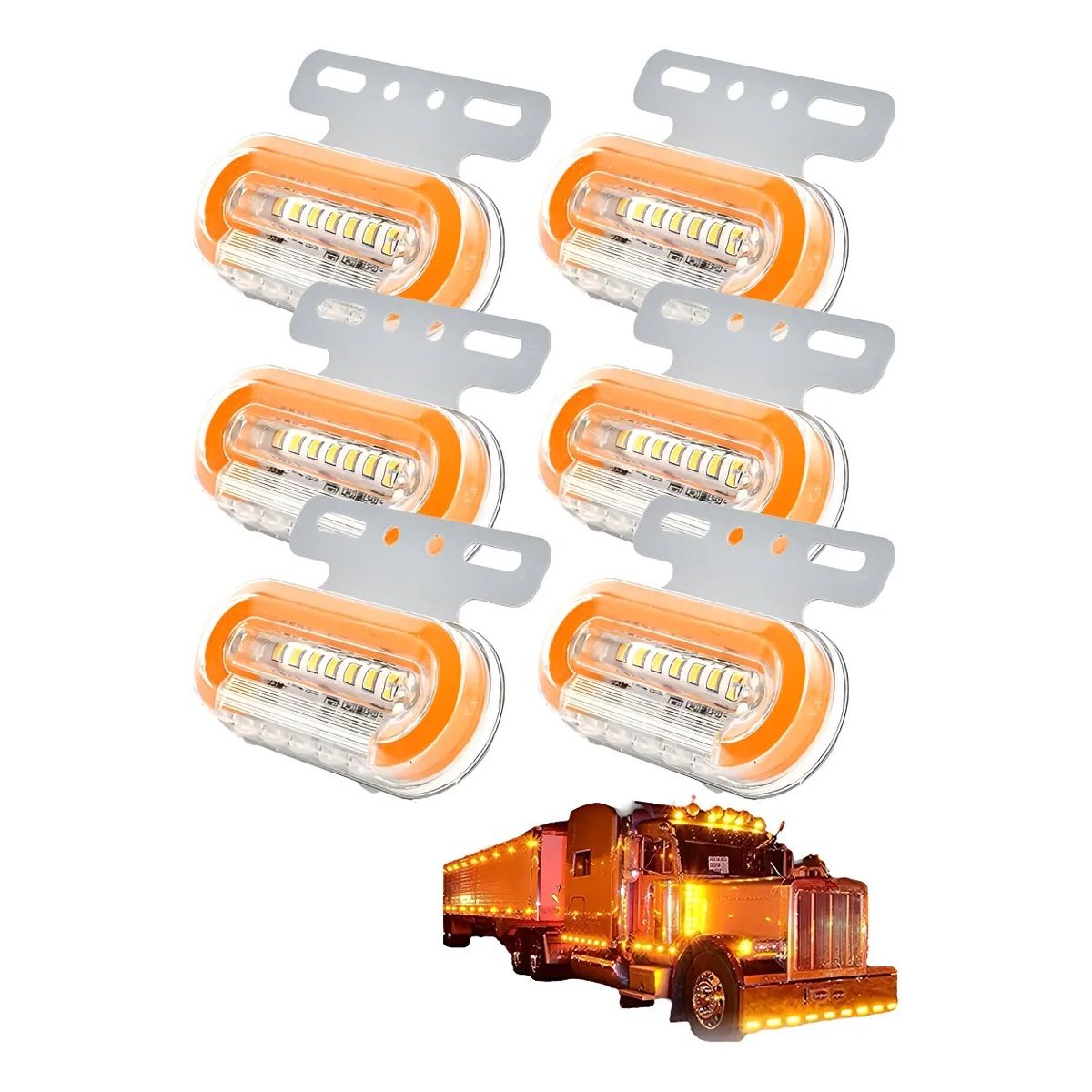 GENERICO - Pack 8 Foco Farol 24 Led Lateral Bicolor 12/24v Para Camión