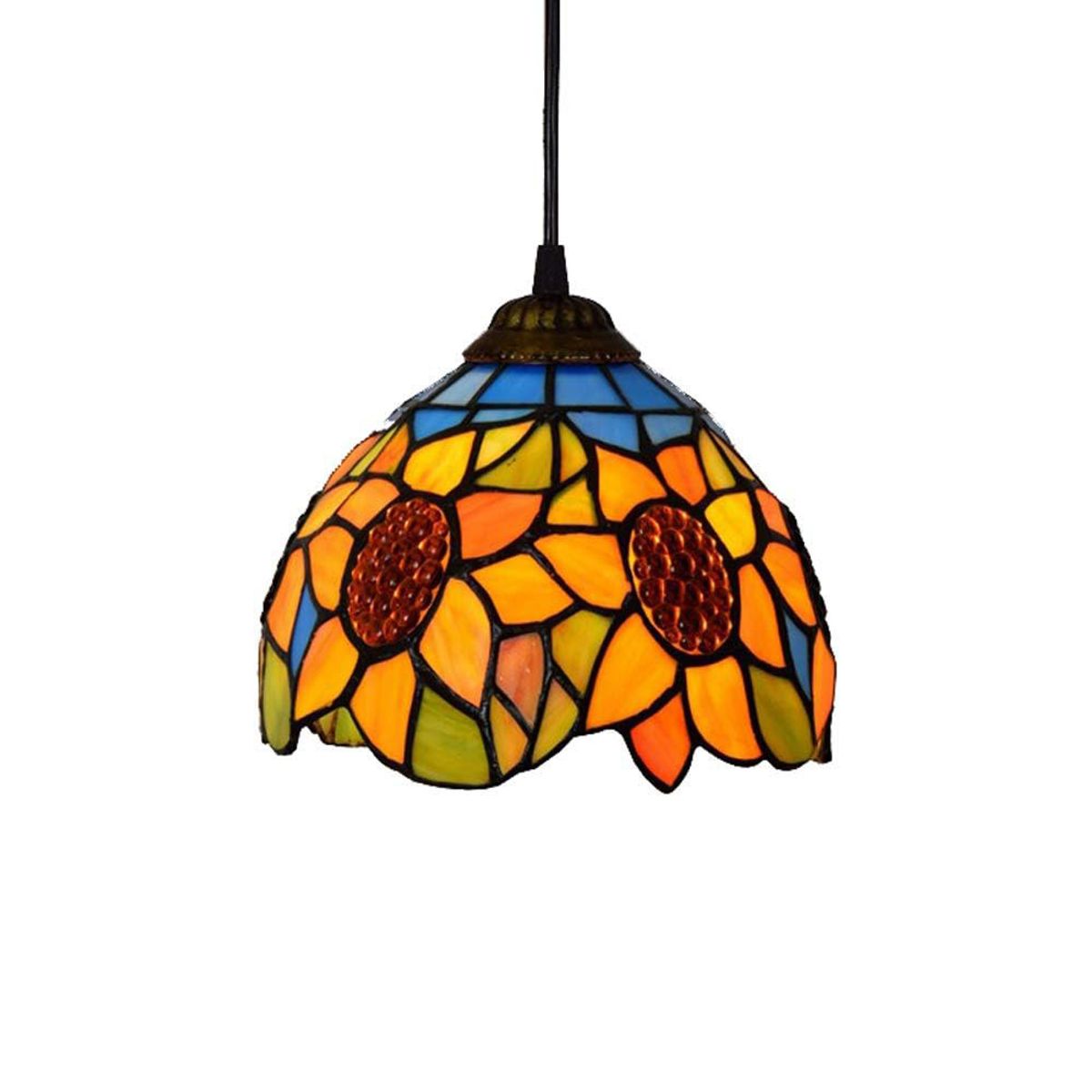HOME NEAT - Lámpara colgante de techo Tiffany con Girasol en vidrio 20cm E27