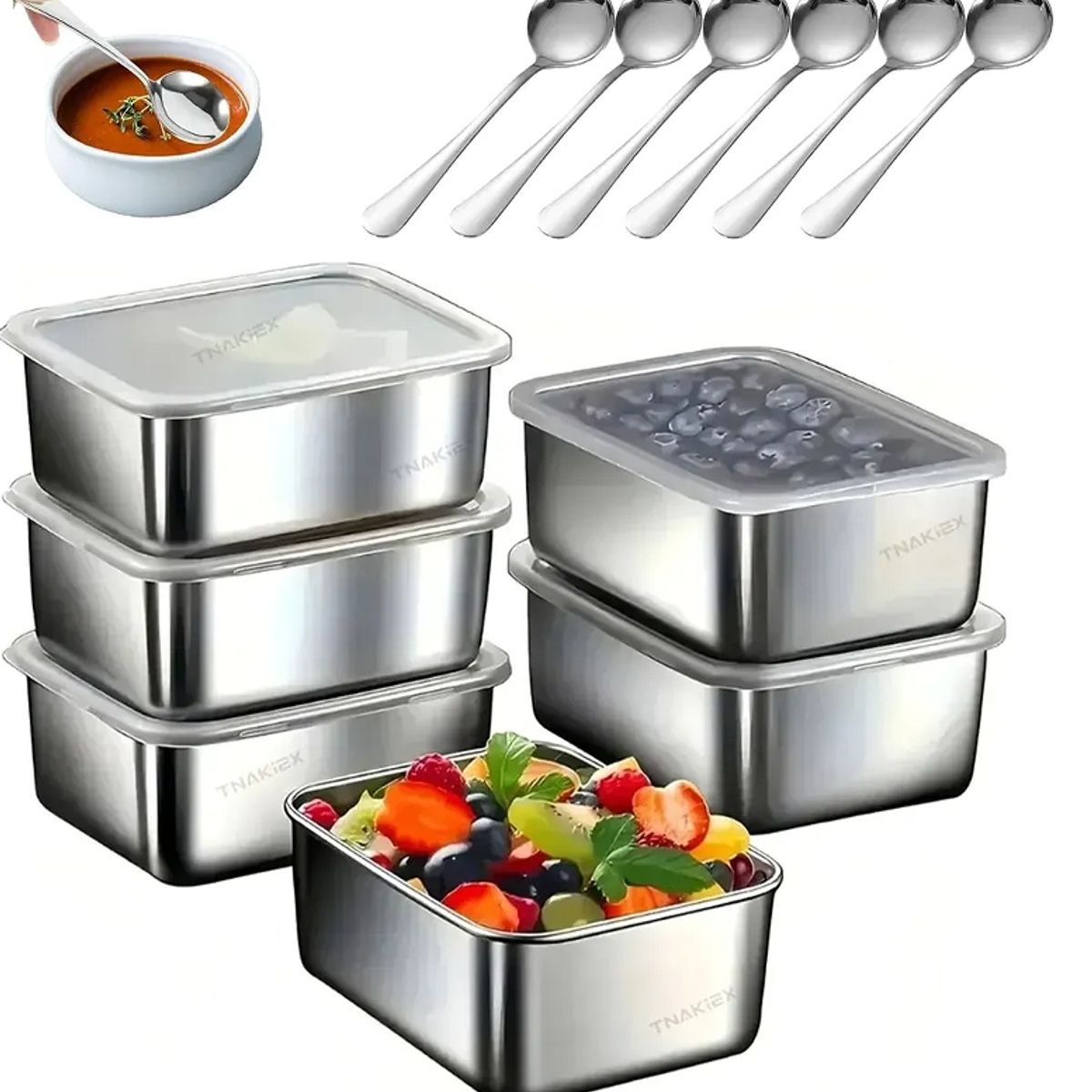 Recipientes Herméticos De Acero Inoxidable Para Cocina 6pzs, marca TNAKIEX - Foto Principal