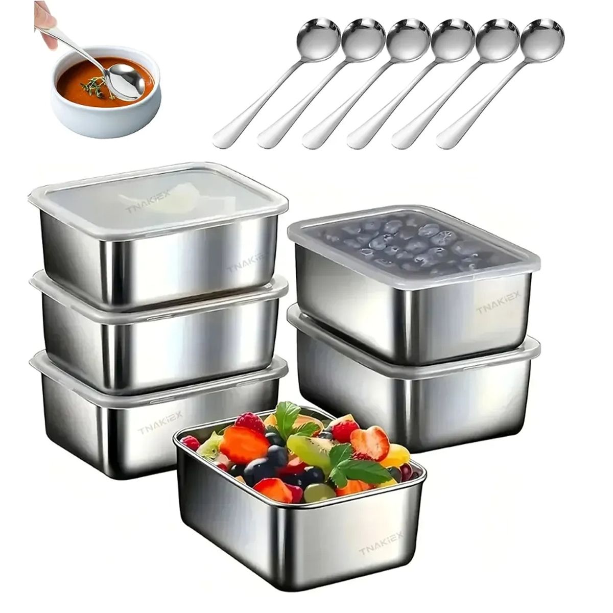Recipientes Herméticos De Acero Inoxidable Para Cocina 6pzs, marca TNAKIEX - Foto Principal