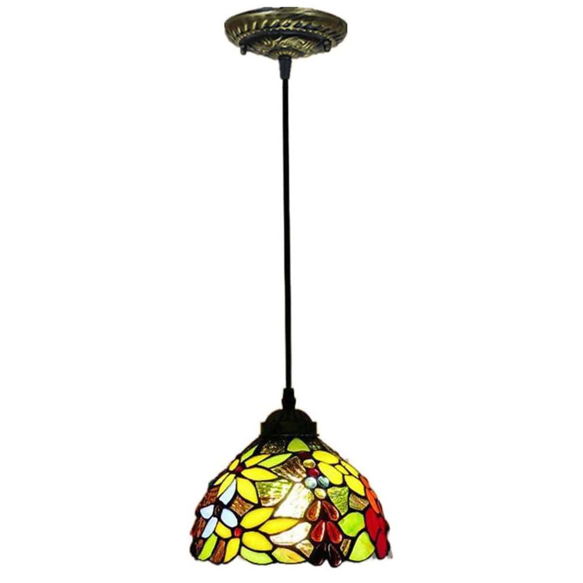 HOME NEAT - Lámpara colgante de techo Tiffany con Hojas en Vidrio 20cm E27