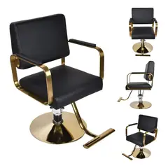 GENERICO - Silla De Peluqueria Hidraulica Negro Con Dorado