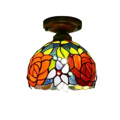 HOME NEAT - Lámpara de techo Tiffany Diseño de Peonía en vidrio 20cm E27