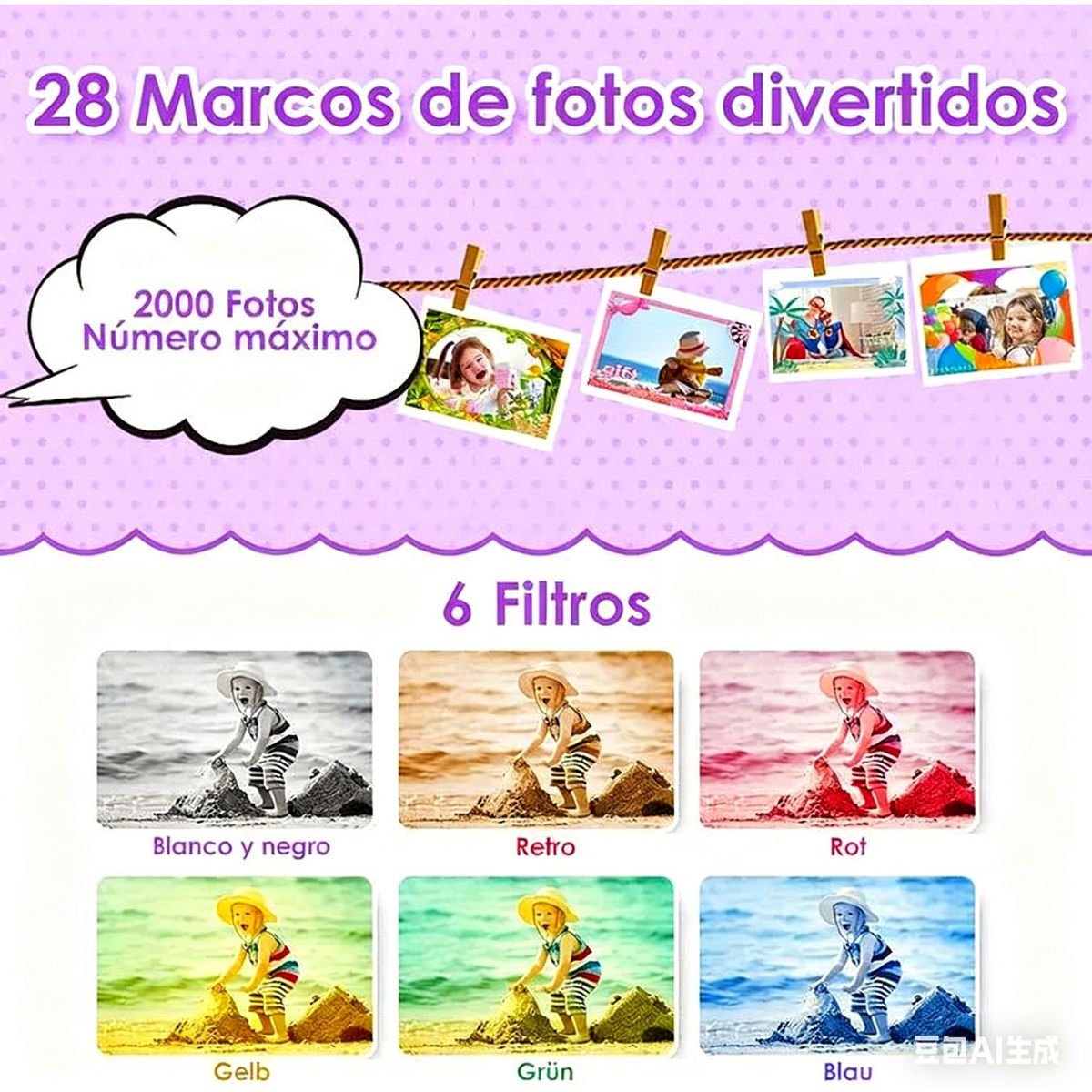 METEX - Mini Cámara Fotográfica Digital Niño 1080p Hd + Tarjeta 32gb