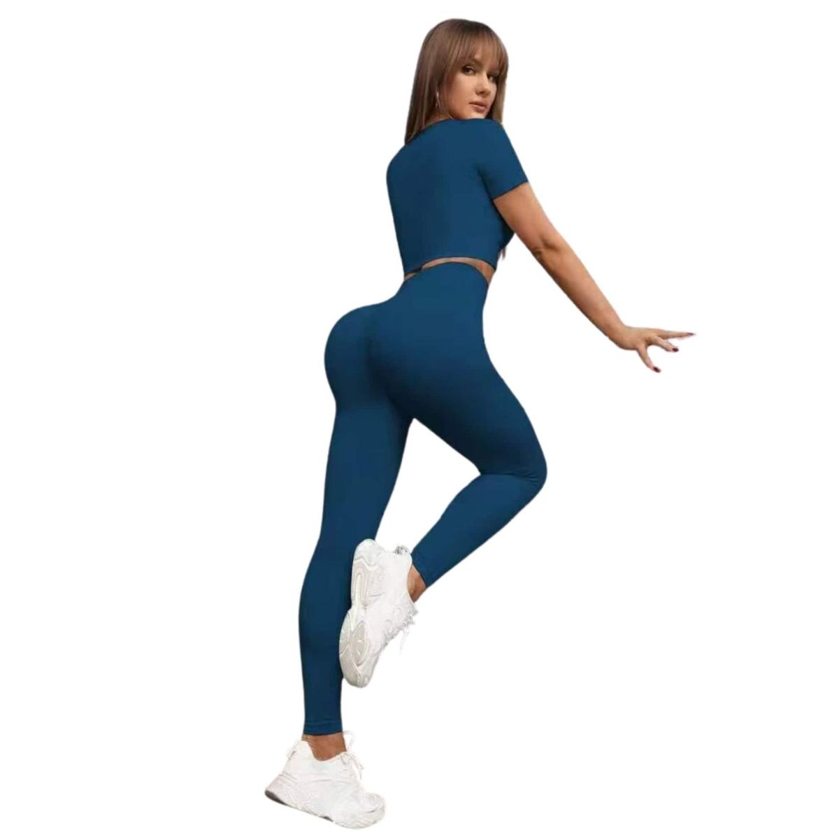 SUKHA - Conjunto Push Up Manga Corta Tiro Alto Sukha Azul