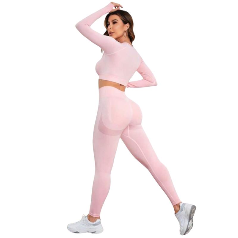 SUKHA - Conjunto Push Up Manga Larga Tiro Alto Sukha Rosada