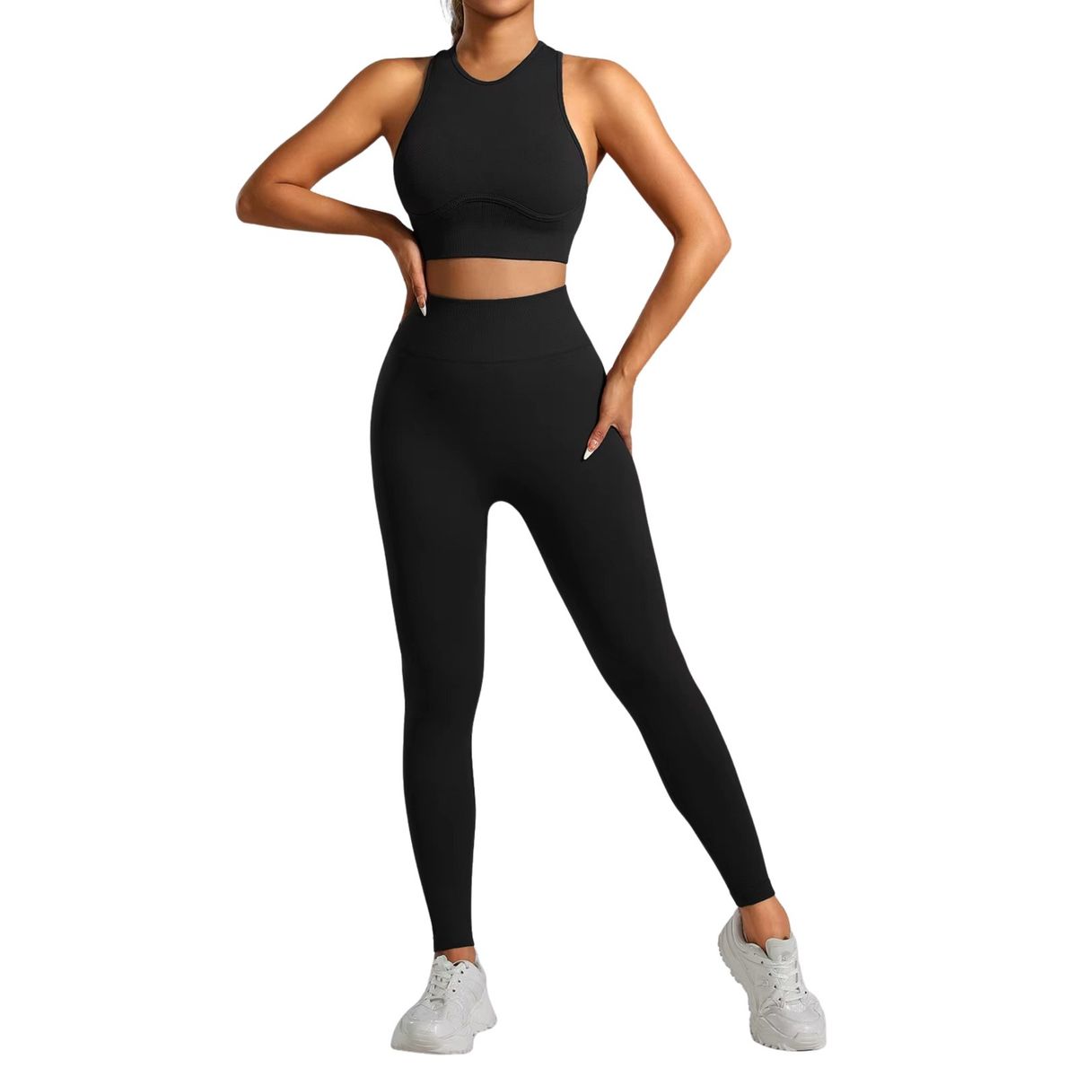 SUKHA - Conjunto push up tiro alto sin manga Sukha Negro