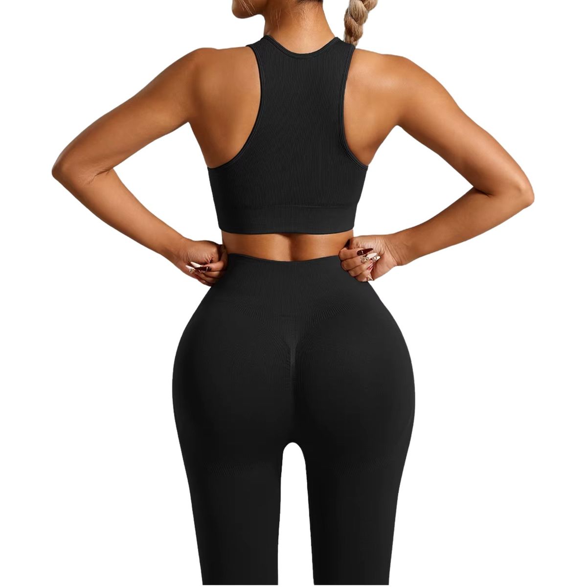 SUKHA - Conjunto push up tiro alto sin manga Sukha Negro