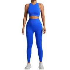 SUKHA - Conjunto push up tiro alto sin manga Azul