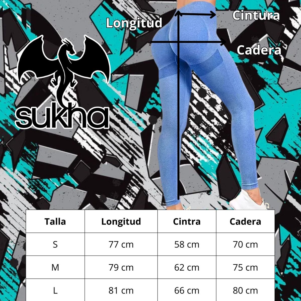 SUKHA - Calzas Leggings Push Up Soporte Tiro Alto Sukha Azul Oscuro