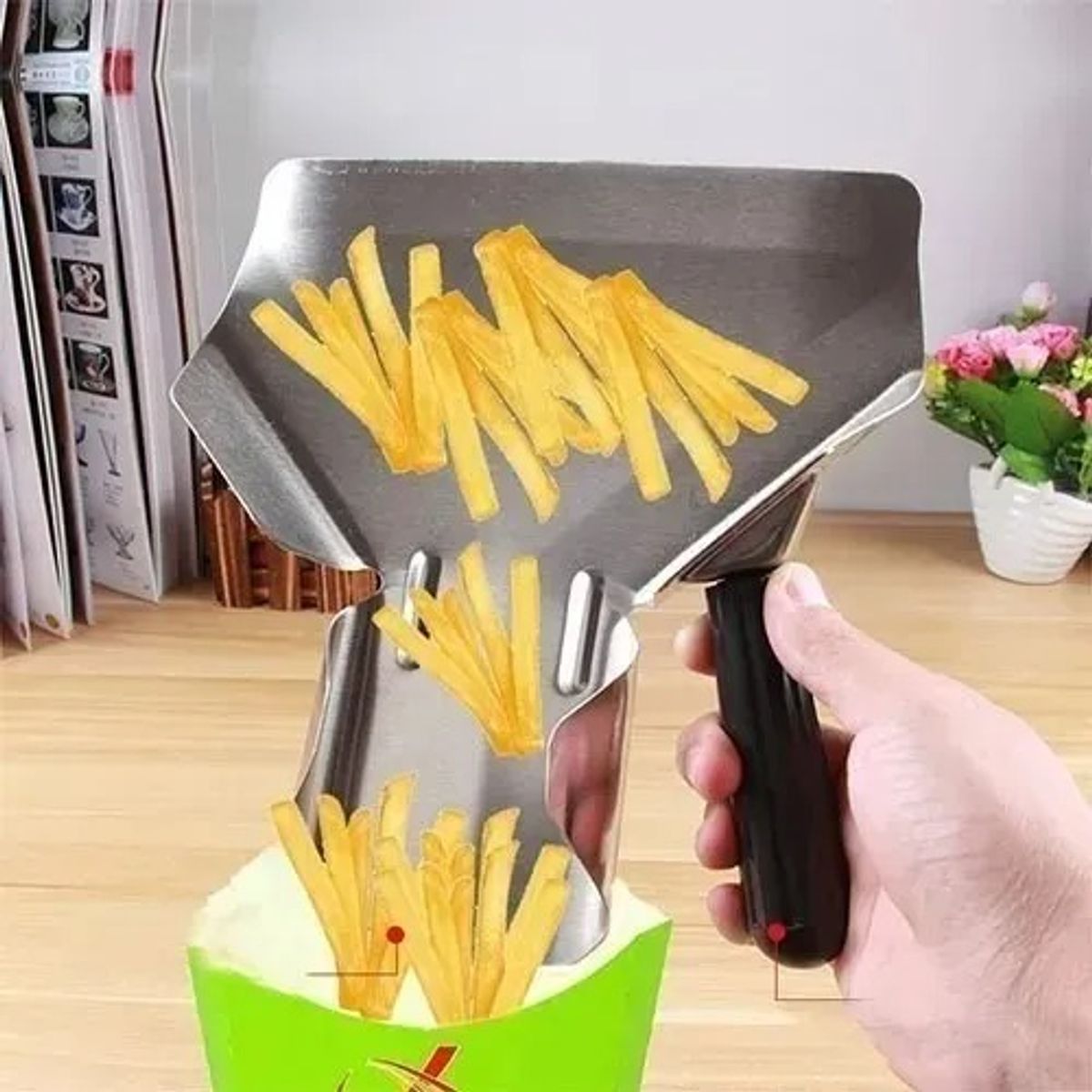 GENERICO - Pala De Acero Inoxidable Para Papas Fritas Con Una Asa