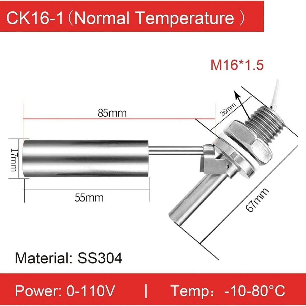 GENERICO - Sensor Magnético Inoxidable Flotante Nivel Reed Switch Esc12
