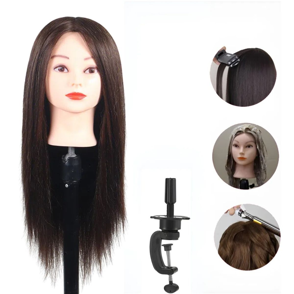 MUNDO MAGIA - Cabeza Tecnica De Peluqueria Cabello Real 8020 Modelo