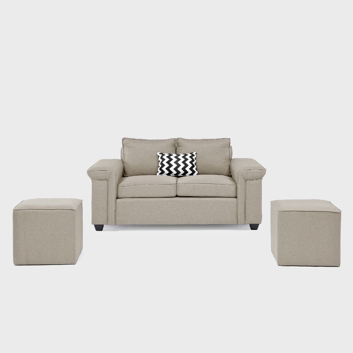 MUEBLES COTTONI - Sofá 2 cuerpos + 2 Pouf Sicilia Tela