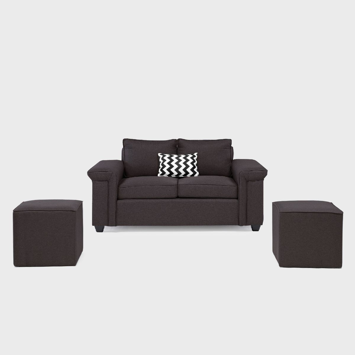 MUEBLES COTTONI - Sofá 2 cuerpos + 2 Pouf Sicilia Tela