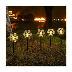 GENERICO - Estaca Solar Copo de Nieve de Navidad Jardín Pack 5