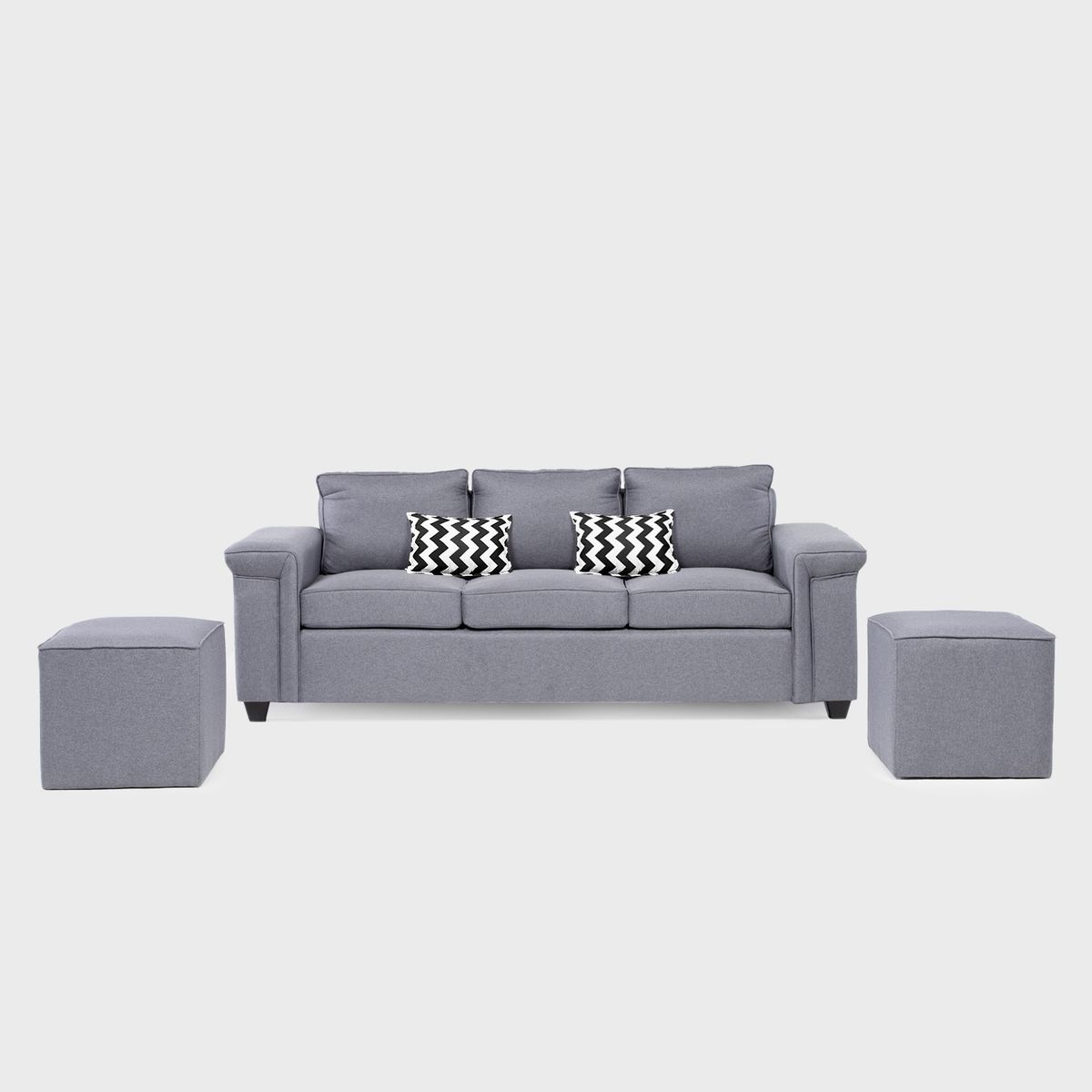 MUEBLES COTTONI - Sofá 3 cuerpos Sicilia + 2 Pouf Tela