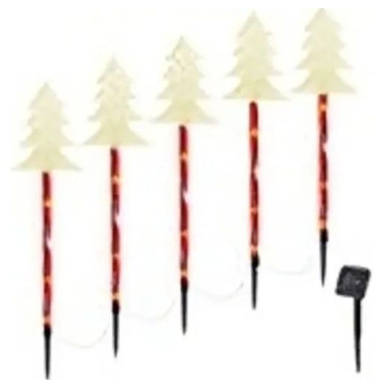 GENERICO - Estaca Solar Arbol de Navidad Jardín Pack 5 Luz Calida