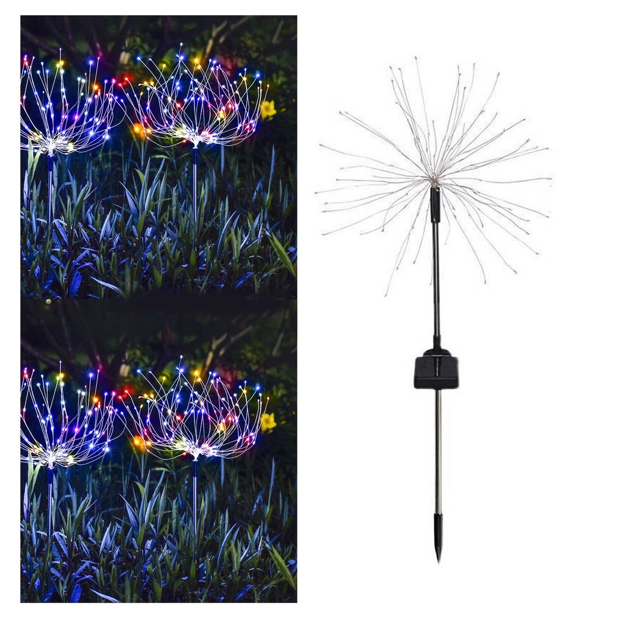 GENERICO - Pack 2 Luz Fuego Artificial chascona Solar 90 led Multicolor