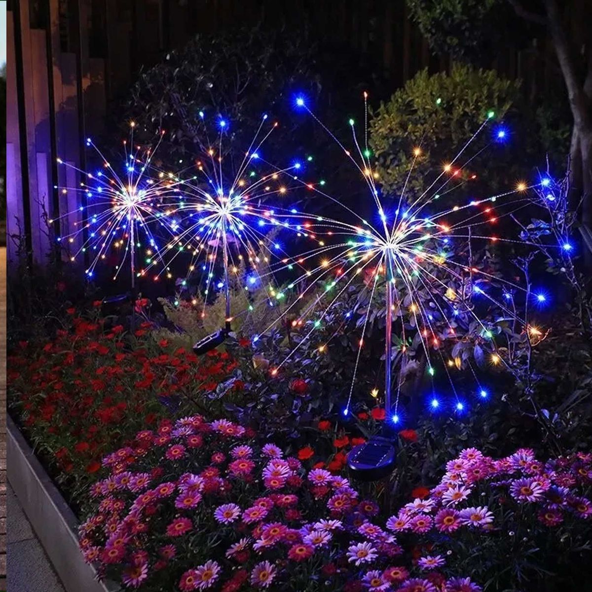 GENERICO - Pack 2 Luz Fuego Artificial chascona Solar 90 led Multicolor