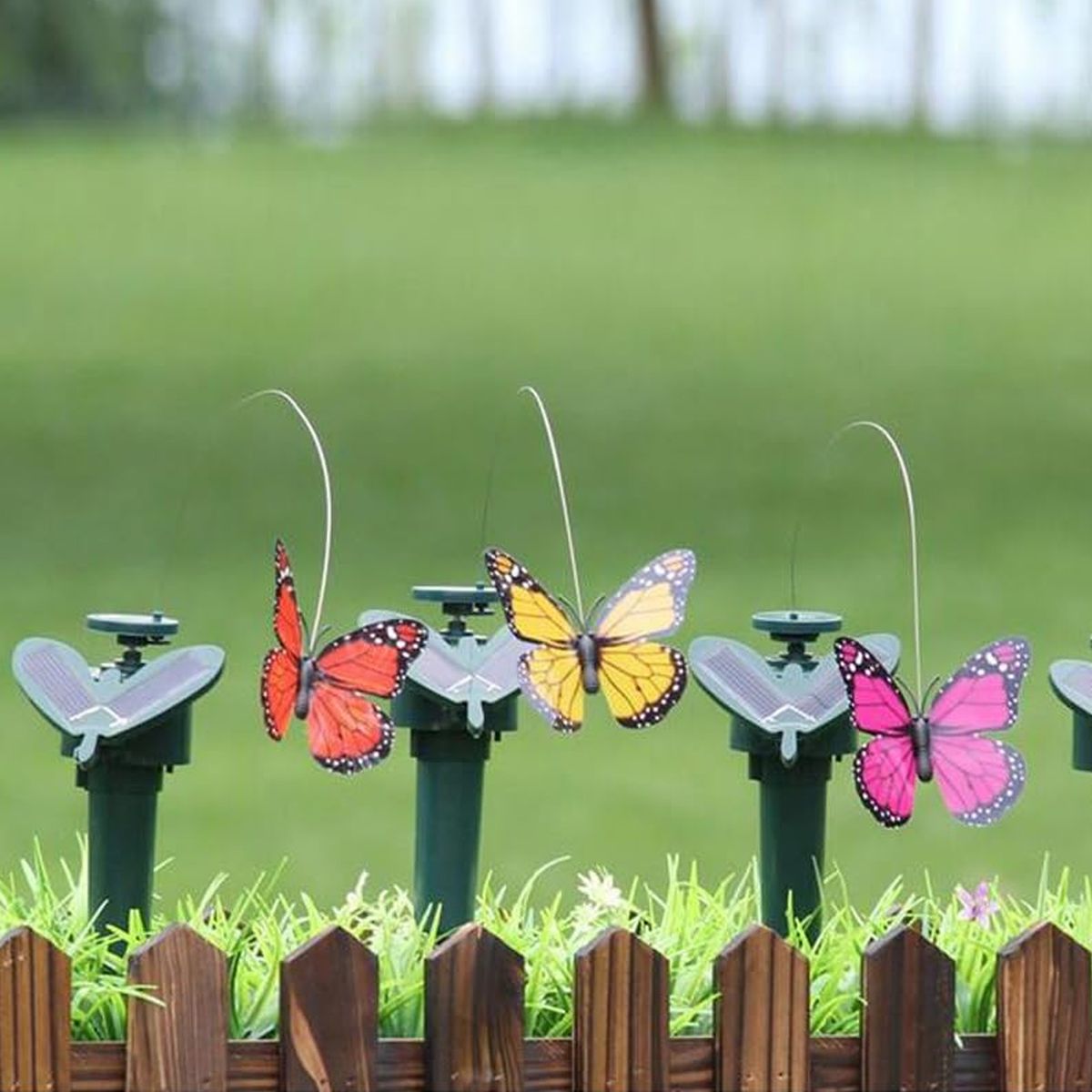 GENERICO - Estaca de Jardín Solar De Mariposa Decorativa Giratoria