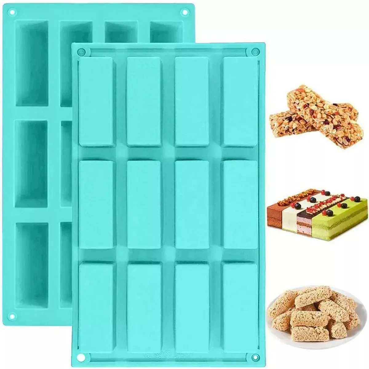 PASTELERIUSCL - 2 Moldes Silicona Barra Cereal Chocolate Molde Silicona Barra Chocolates En Barras Barra Tipo Cereal