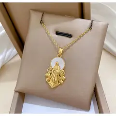 GENERICO - Collar Virgen Guadalupe Rosas en acero