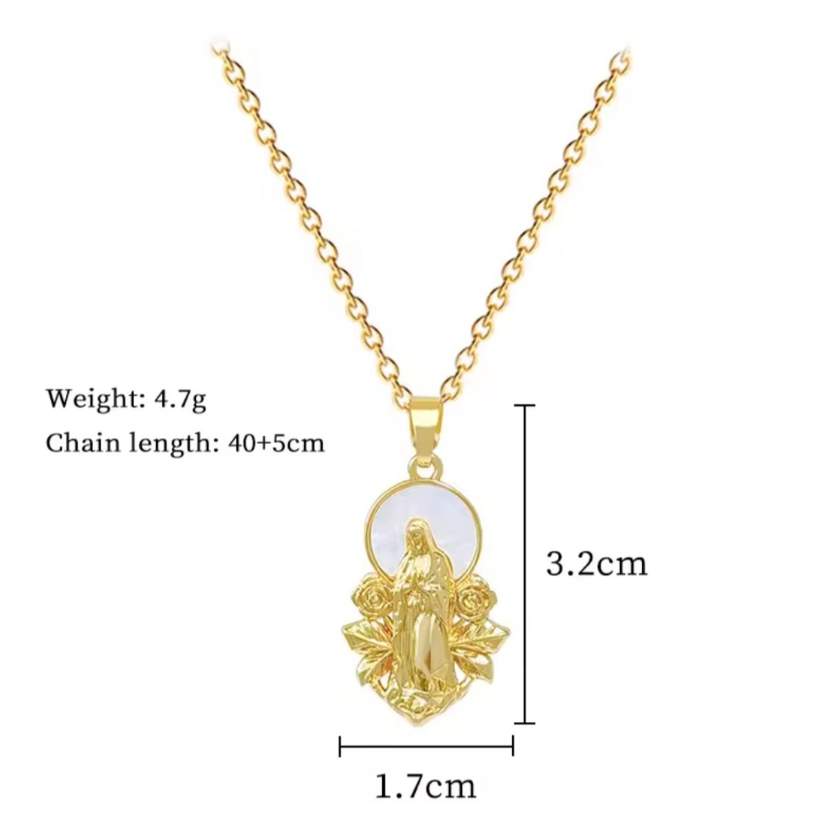 GENERICO - Collar Virgen Guadalupe Rosas en acero