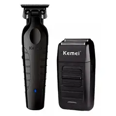 KEMEI - Combo Patillera Trimmer 2299 + Shever 1102 Color Negro