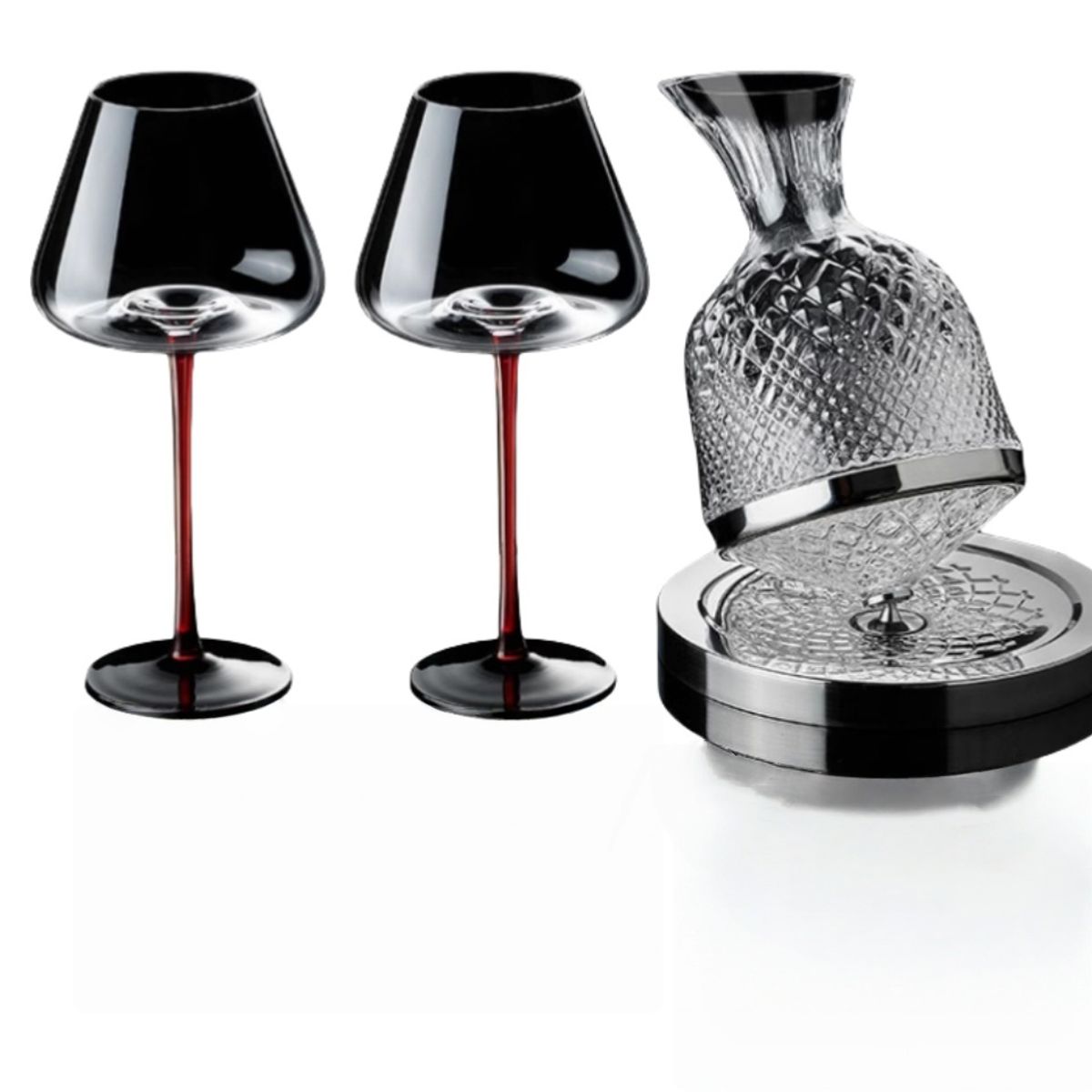 GENERAC - Kit Juego Decantador Vino De Giratorio+2 Copas Para Regalo