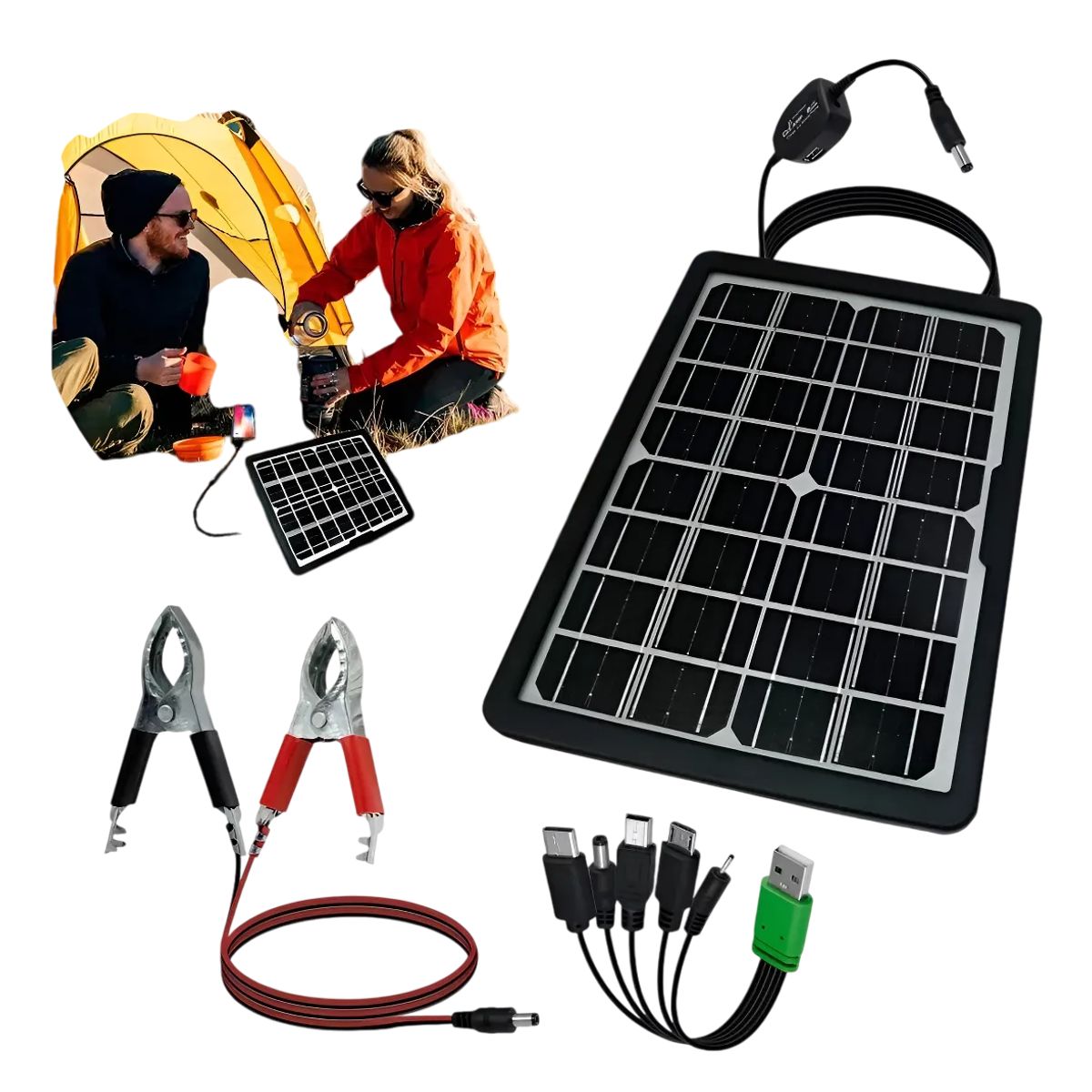 GENERICO - Panel Solar Multifuncional Carga Usb 12w Portatil