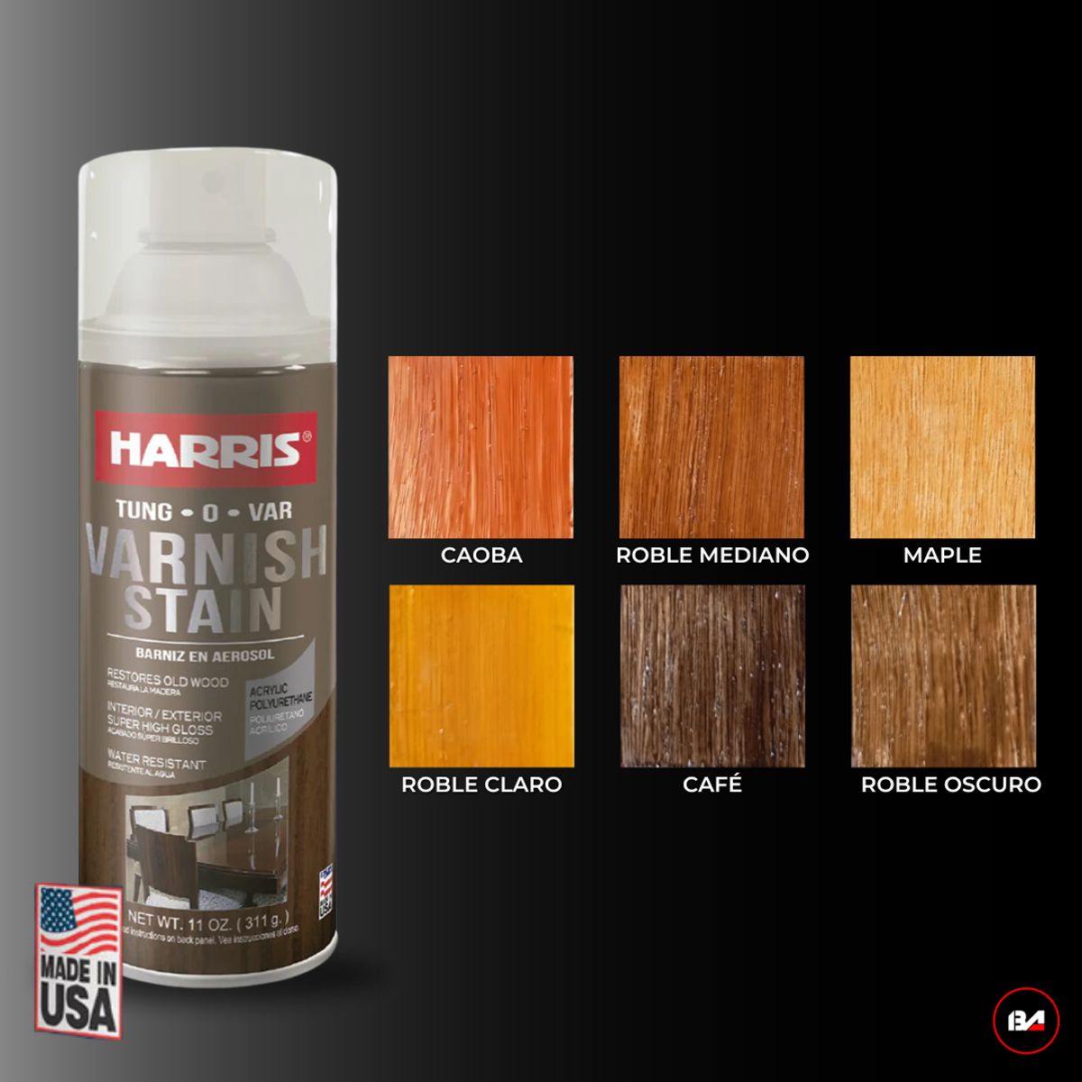 HARRIS - Barniz En Spray Stain Color Roble Mediano 311gr