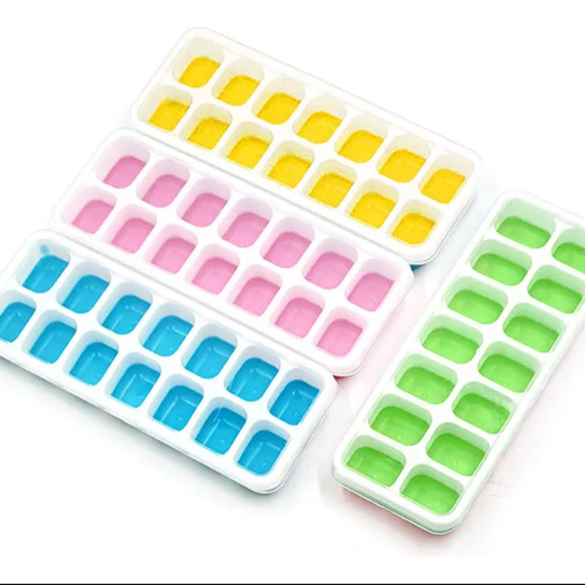 GENERICO - Bandeja De Silicona Para Cubos De Hielo Con Tapa Colores Surtidos