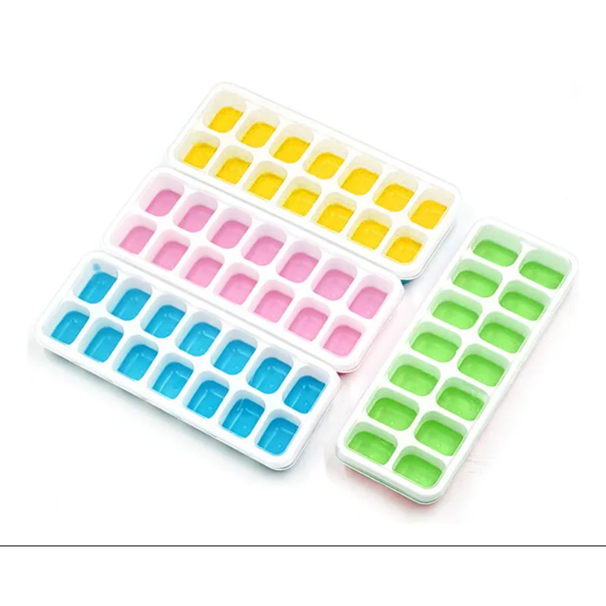 GENERICO - Bandeja De Silicona Para Cubos De Hielo Con Tapa Colores Surtidos