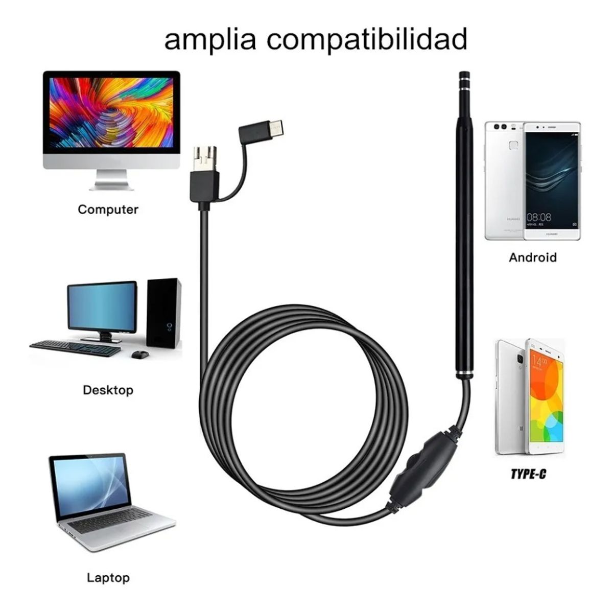 GENERICO - Kit Limpiador de Oídos USB Recargable, 6 Puntas de Silicona