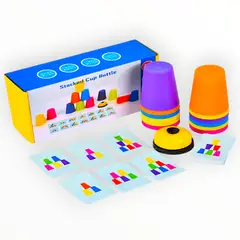 GENERICO - JUEGO DE VASOS APILABLE PATRON DE CARTAS COLORES PARA NIÑOS