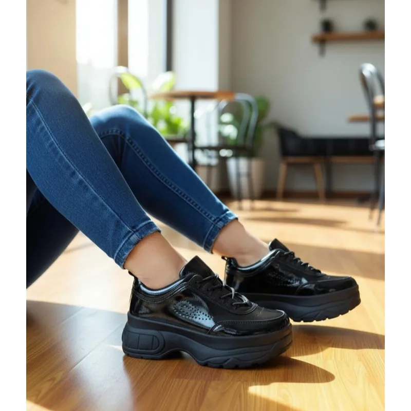 SNOOPY - Zapatillas Mujer   en Charol con Plataforma   M357