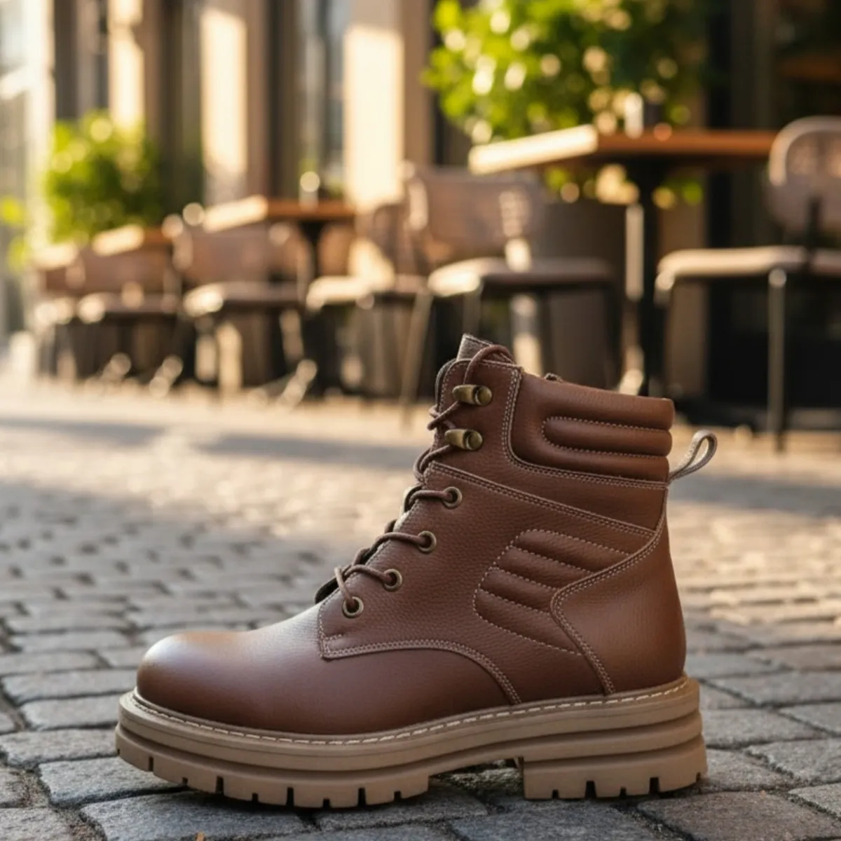 SNOOPY - Botines Mujer   Color Café con  Plataforma M487